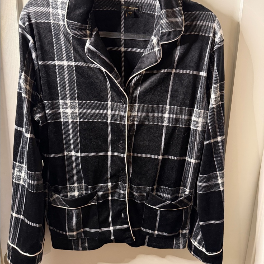 Donna Karan Black and White Checkered Sleepwear Size Large - Picture 3 of 6